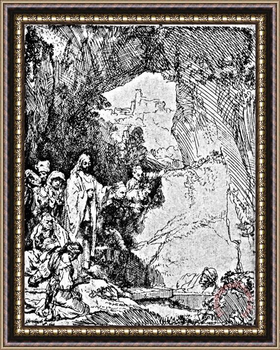 Rembrandt Raising Of Lazarus Rembrandt Engraving Framed Painting