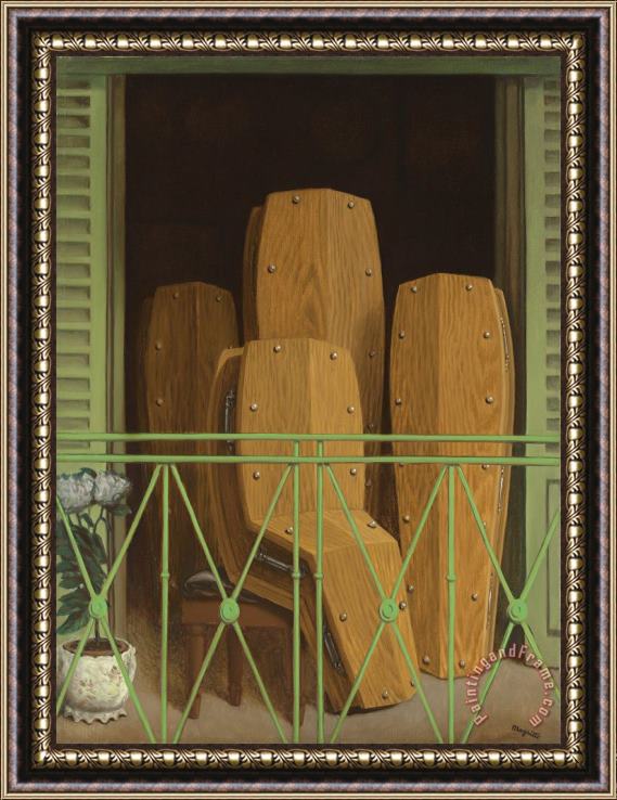 rene magritte Perspective Le Balcon De Manet, 1949 Framed Painting
