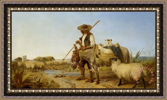 Richard Ansdell A Spanish Shepherd Framed Painting