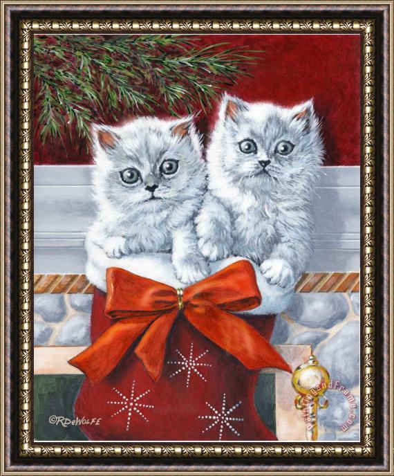 Richard De Wolfe Christmas Kittens Framed Print