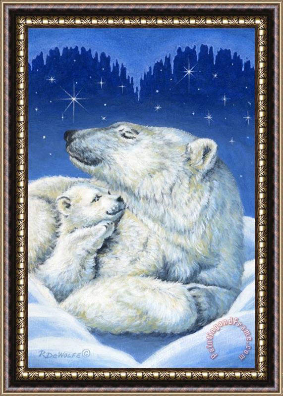 Richard De Wolfe Starry Night Bears Framed Painting