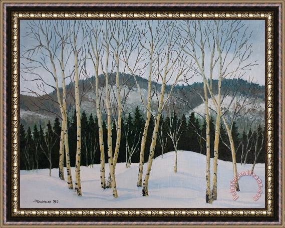 Richard De Wolfe Winter Poplars Framed Painting