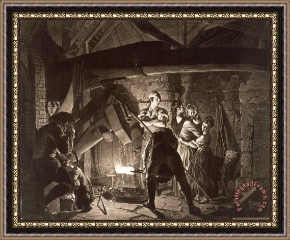 Richard Earlom An Iron Forge, After Joseph Wright of Derby Framed Print