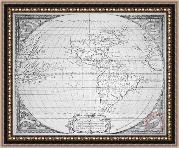 Richard Hakluyt Map of the New World 1587 Framed Painting