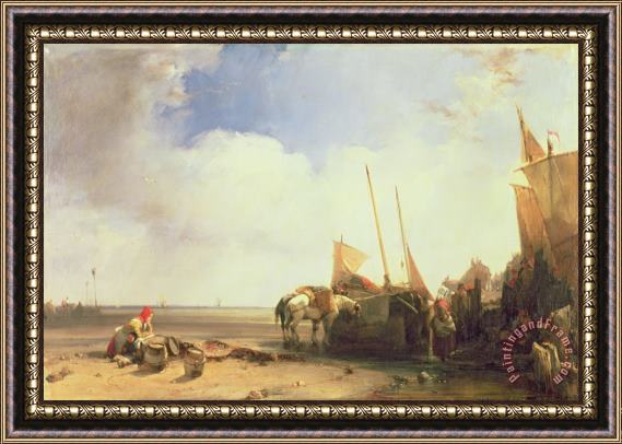 Richard Parkes Bonington Coastal Scene in Picardy Framed Painting