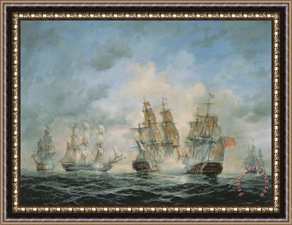 Richard Willis 19th Century Naval Engagement in Home Waters Framed Painting