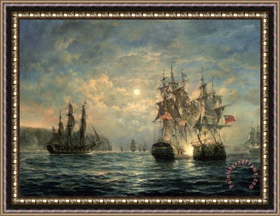 Richard Willis Engagement Between the 'Bonhomme Richard' and the ' Serapis' off Flamborough Head Framed Painting