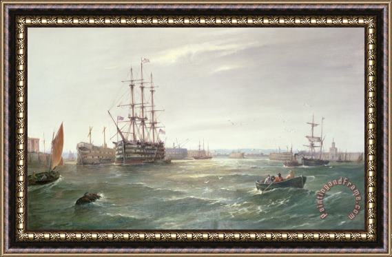 Robert Ernest Roe Portsmouth Harbour with HMS Victory Framed Print