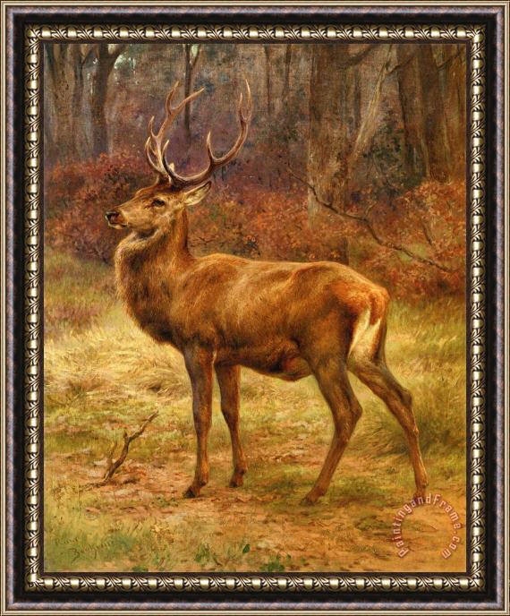 Rosa Bonheur Stag in an Autumn Landscape Framed Painting