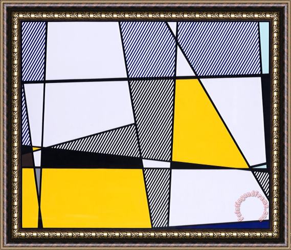 Roy Lichtenstein Cow Going Abstract Triptyque, 1982 Framed Painting