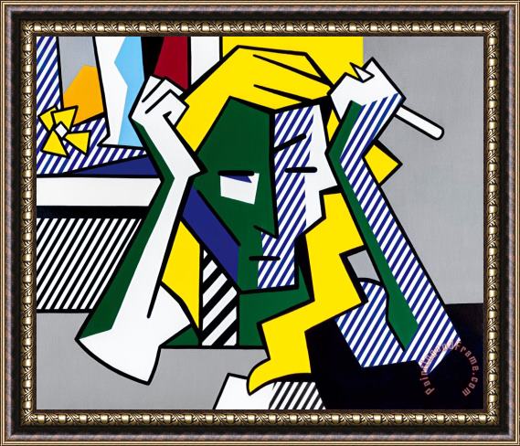 Roy Lichtenstein Deep in Thought, 1980 Framed Painting