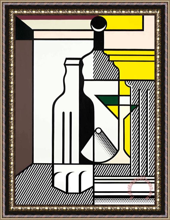 Roy Lichtenstein Purist Painting with Bottles, 1975 Framed Print