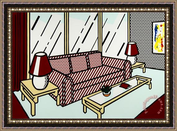 Roy Lichtenstein Red Lamps, 1990 Framed Painting