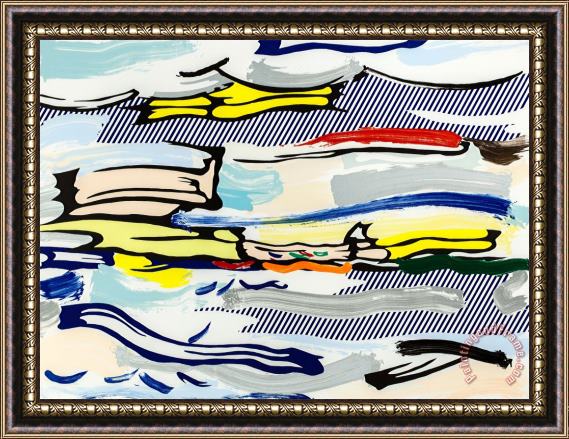 Roy Lichtenstein Seascape (from The Landscapes Series), 1985 Framed Print