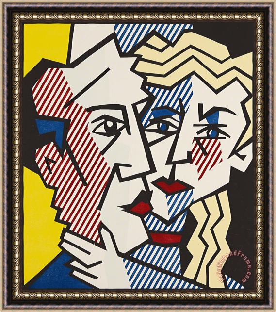 Roy Lichtenstein The Couple, From Expressionist Woodcut Series, 1980 Framed Painting