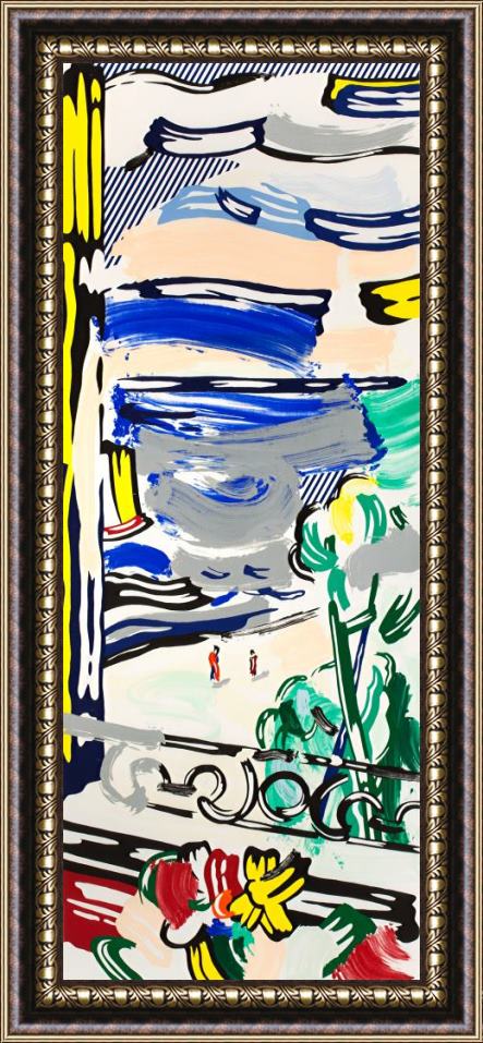 Roy Lichtenstein View From The Window (from The Landscapes Series), 1985 Framed Painting