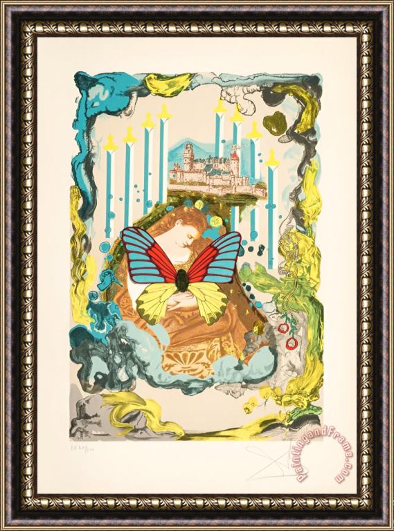 Salvador Dali Courtesan, From Papillions Anciennes, 1977 Framed Painting
