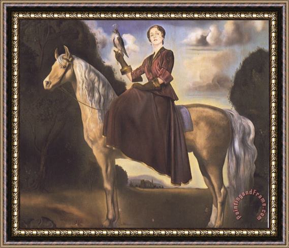 Salvador Dali Equestrian Fantasy Portrait of Lady Dunn Framed Painting