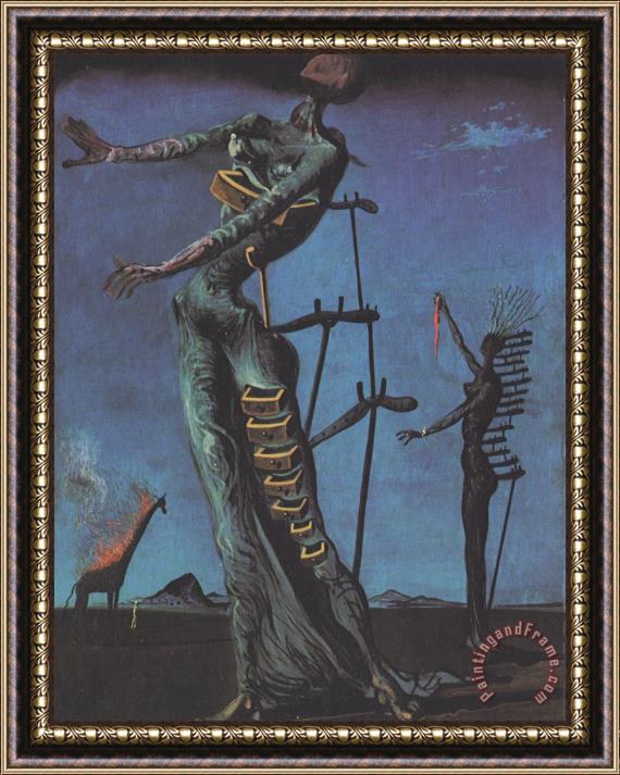 Salvador Dali Flaming Giraffe Framed Painting