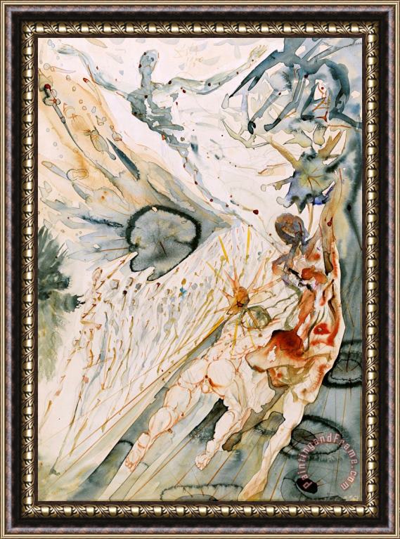 Salvador Dali Rencontre De Deux Troupes De Luxurieux Framed Painting