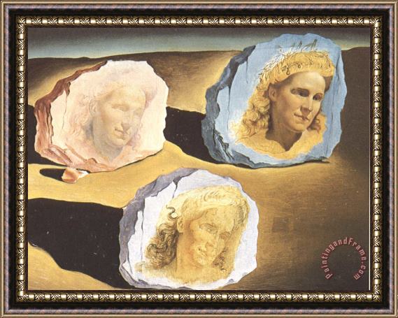 Salvador Dali Three Apparitions of The Visage of Gala Framed Print