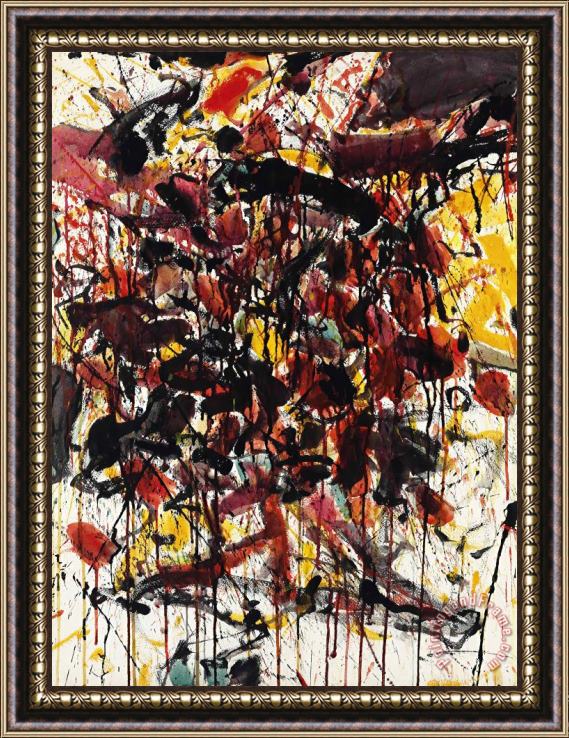 Sam Francis Black And So on 1958 Framed Painting