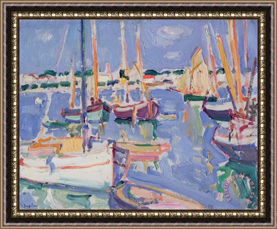 Samuel John Peploe Boats at Royan Framed Painting