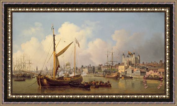 Samuel Scott The Thames and the Tower of London supposedly on the King's Birthday Framed Painting
