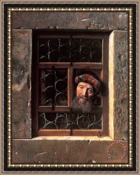 Samuel van Hoogstraten Man at a Window Framed Painting