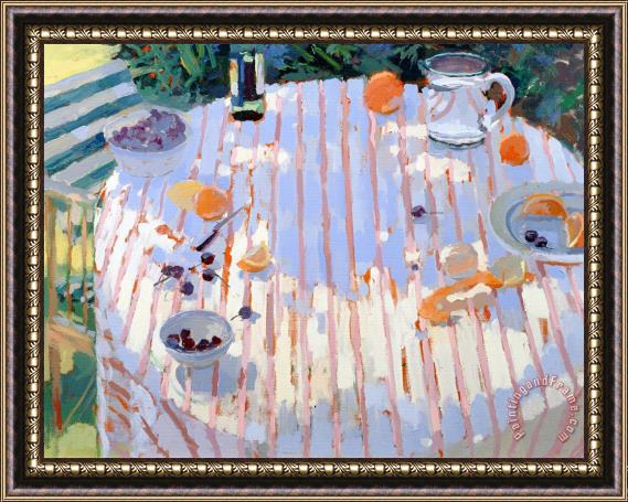 Sarah Butterfield In The Garden Table With Oranges Framed Painting