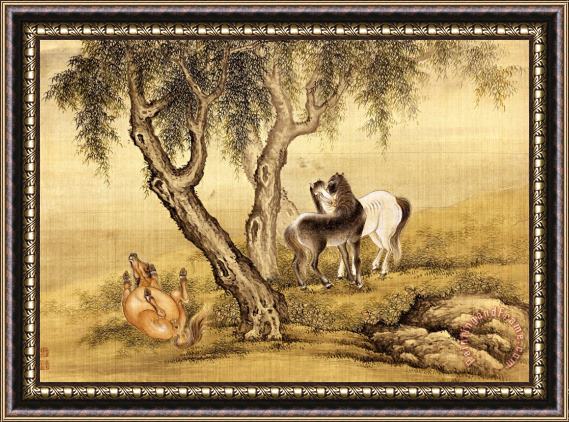 Shen Nanpin Album of Birds And Animals (horses) Framed Print