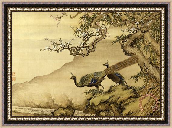 Shen Nanpin Album of Birds And Animals (peacocks) Framed Print