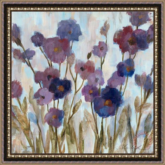 Silvia Vassileva Abstracted Florals in Purple Framed Painting
