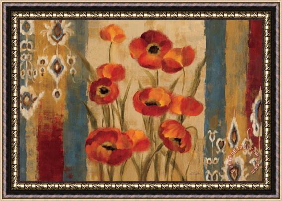Silvia Vassileva Ikat Floral Tapestry Framed Print