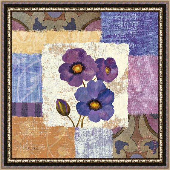 Silvia Vassileva Tiled Poppies II Purple Framed Painting