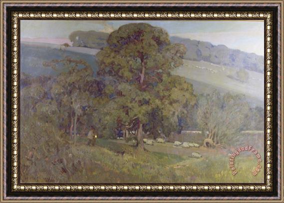 Sir Alfred East Moonlight in the Cotswolds Framed Painting