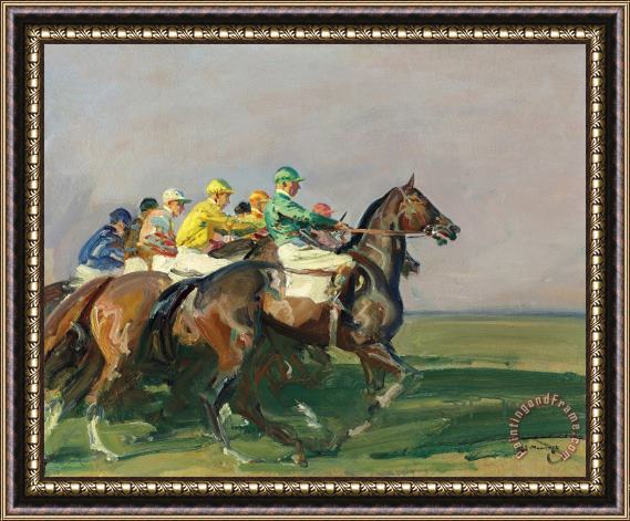 Sir Alfred James Munnings A Start at Newmarket Framed Painting