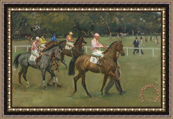 Sir Alfred James Munnings Going Out at Kempton Framed Print