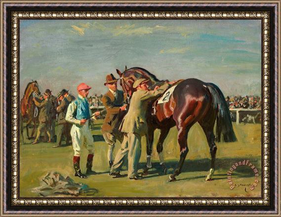 Sir Alfred James Munnings Study for 'the Saddling Paddock at Epsom' Framed Painting