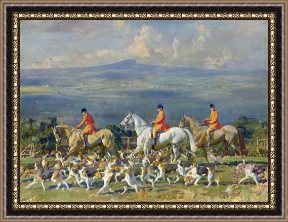 Sir Alfred James Munnings The Bramham Moor Hounds at Weeton Whin Framed Print
