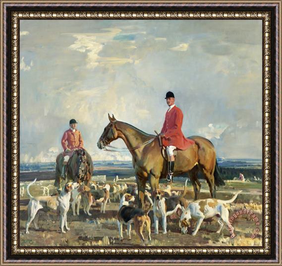 Sir Alfred James Munnings The Seventh Earl of Bathurst, M.f.h. of The V.w.h. with Will Boore, Huntsman Framed Print