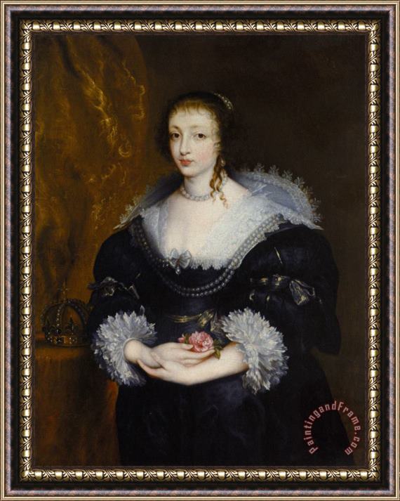 Sir Antony Van Dyck Portrait of Queen Henrietta Maria Framed Painting
