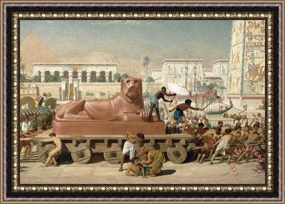 Sir Edward John Poynter Statue of Sekhmet being transported  detail of Israel in Egypt Framed Painting