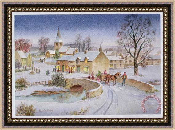 Stanley Cooke Christmas Eve In The Village Framed Print