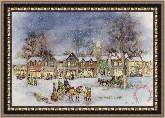 Stanley Cooke Village Street In The Snow Framed Print