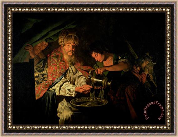 Stomer Matthias Pilate Washing his Hands Framed Painting