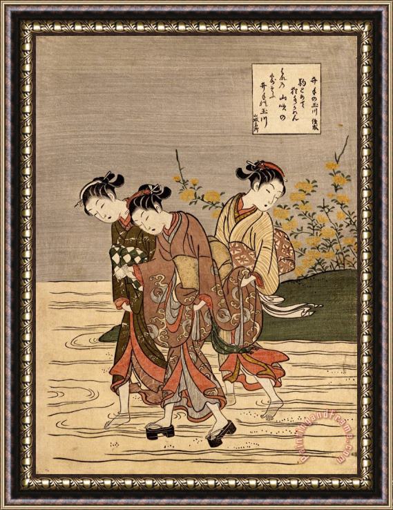 Suzuki Harunobu The Jewel River at Ide Framed Painting