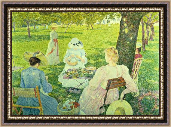Theo van Rysselberghe Family in the Orchard Framed Print