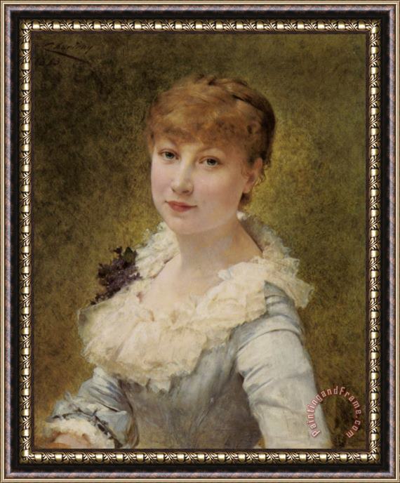 Theobald Chartran Portrait of a Young Lady Framed Painting