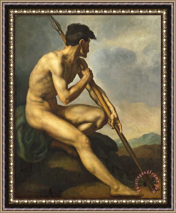 Theodore Gericault Nude Warrior With A Spear Framed Print